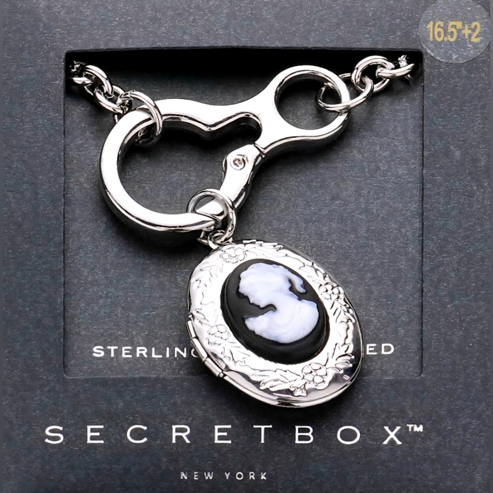 Secret Box Sterling Silver Dipped Cameo Pendant Necklace